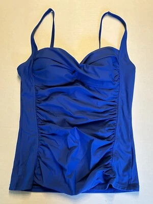 Coolibar UPF 50+ Womens Blue Swim Top Blue Size 10 Ruched - Изображение 1 из 4