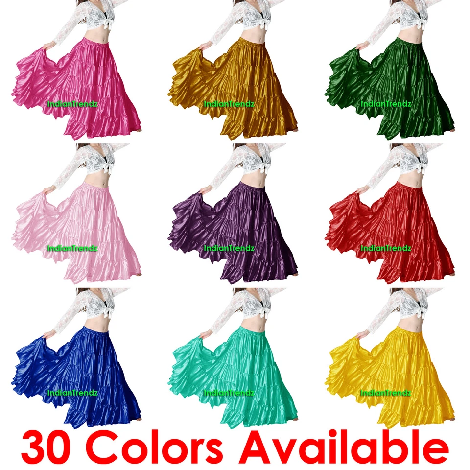 Falda Gitana Satinada 6 Yardas 5 Niveles Danza del Vientre Tribal Volantes Disfraz Flamenco Foto 1 de 1