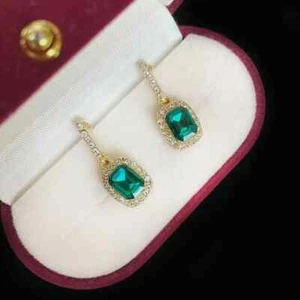 Lady Elegant Vintage Simple Square Earring Full of Crystal Rhinestone Jewelry - Picture 1 of 8