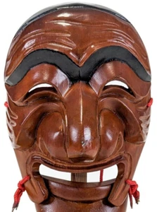 Wooden Gagaku Mask (Chikyuu) - Traditional Japanese Hand Carved Mask. Folk craft - Picture 1 of 11