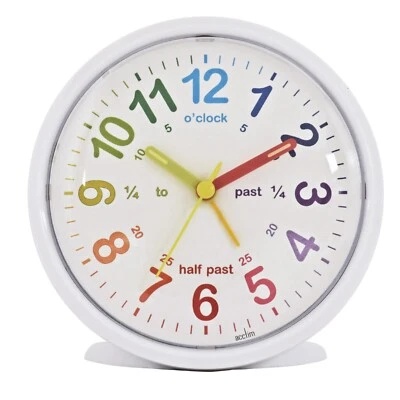 Acctim LuLu 2 Teaching Kids Analogue Alarm Clock Non Ticking Sweep Colourful - Image 1 of 3