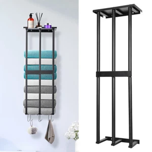 Wall Mounted Rolled Hand Towel Rack Storage Holder Organizer for Small Bathroom - Picture 1 of 14