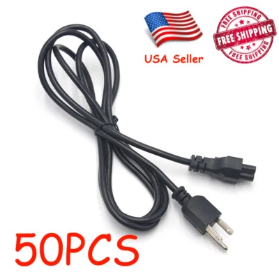 50 Pcs 6 ft 3 Prong Mickey Mouse Power Cord Cable for Laptop PC Printer Adapter - Image 1 of 4