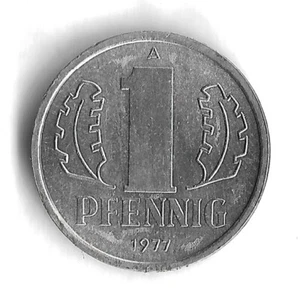 1977 A Germany Democratic Republic 1 Pfennig World Coin - KM# 8 - Picture 1 of 2