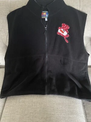 Chaleco Sierra Pacific para mujer negro polar cremallera completa con parche de muñeco de nieve Foto 1 de 4