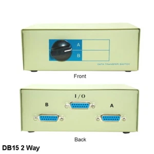 2-Wege DB15 Manueller Datenschalter Box Drehbarer Dail Stil für Joystick MAC Monitor - Bild 1 von 1