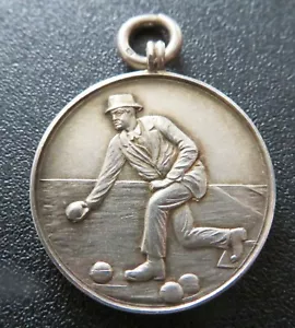 Sterling Silver Watch Fob Medal - Bowling / Bowls Hallmarked 1933 - Picture 1 of 2