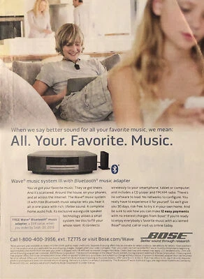 2013 Bose Wave III System PRINT AD Bluetooth Adapter - All Your Favorite Music - Image 1 of 4