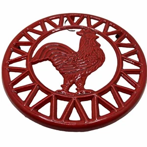Remache o colgante de pared de hierro fundido gallo rojo vintage - Imagen 1 de 5
