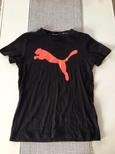 Boy's Puma Large Red Logo Black T-shirt 11-12 Years - Picture 1 of 3