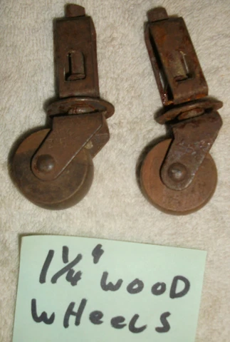 Two wooden Furniture Wheel Casters Vintage Antique wheels. 1-1/4" wheels Cover