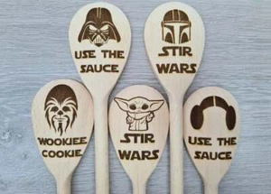 Star Wars Wooden Spoon. The Child Baby Yoda Birthday Engraved Custom Wood Baking - Picture 1 of 3