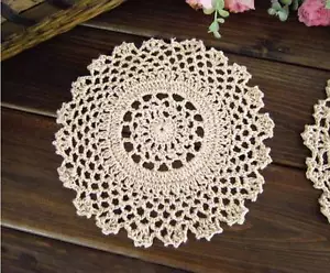 Chic Handmade Crochet Cotton Doily Beige D - Picture 1 of 1