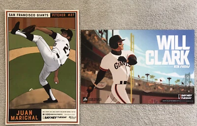 SF Giants Will Clark & Juan Marichal Authentic Fan Posters Cheer Cards SGA - Image 1 of 2