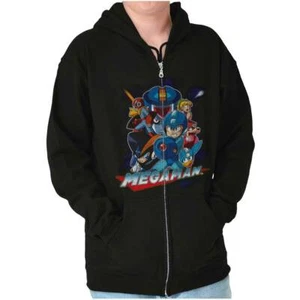 Capcom Mega Man Characters Retro 1990s Gamer Sweatshirt Zip Up Hoodie Men Women - Picture 1 of 8