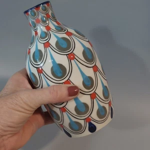 Vaso artigianale Guatemala pavone pennellata 6,5" decorazione ceramica artistica - Foto 1 di 8