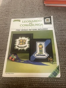 Vtg Teenage Mutant Ninja Turtles Leonardo Cowabunga Cross Stitch Pattern Leaflet - Picture 1 of 6