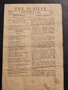 1851 The Jubilee Boston Railroad Festival Periódico Vol 1 No 1 Franklin Barnum - Imagen 1 de 6