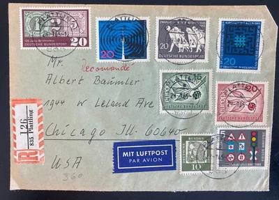 1965 Platting Germany Registered Airmail Cover To Chicago IL Usa - Image 1 of 2