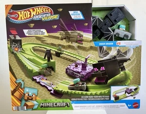 Mattel Minecraft Hot Wheels Racer Verse Ender Dragon vs Steve play set - Picture 1 of 4