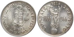 Peru - 20 Veinte Soles de Oro 1966 Callao - Silber 0.900, 8g, ø 26mm KM# 249 - Bild 1 von 1