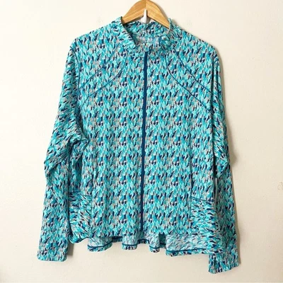 NUEVO CON ETIQUETAS Coolibar Diamond Cove Chaqueta de Natación Mujer Cremallera UPF 50+ Azul Talla 3X Vacaciones Foto 1 de 4