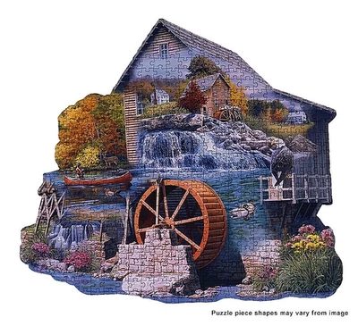 SunsOut "The Old Mill Stream" 1000-Piece Mill-Shaped Puzzle 27.5"x 24.5" BNIB - Image 1 of 4