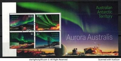 AUSTRALIA AAT 2025 AURORA SOUVENIR SHEET OF 4 STAMPS IN FINE USED CONDITION - Image 1 of 4