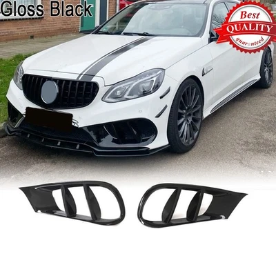 For Mercedes-Benz E Class W212 E350 Gloss Black Fog Lamp Grill Air Vent Covers - Image 1 of 4