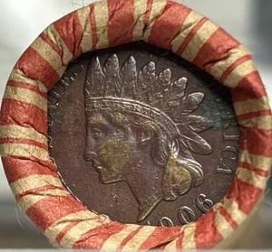 Penny Roll di grano non perquisita vecchia tenuta 50 centesimi vintage-1906 testa di indiano centesimo - Foto 1 di 2