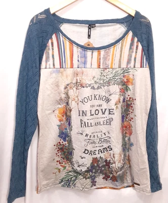 Camisa manga suéter azul Smash você sabe que está apaixonado quando feminina tamanho grande - Imagem 1 de 4