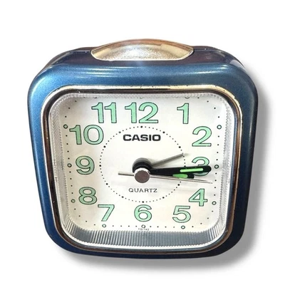 Casio Clock TQ-142-4DF Analogue Alarm Quartz Wake Up Timer - Blue - Image 1 of 4