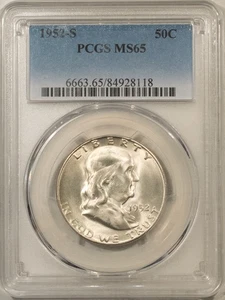 1952-S FRANKLIN HALF DOLLAR - PCGS MS-65, PREMIUM QUALITY! - Picture 1 of 3