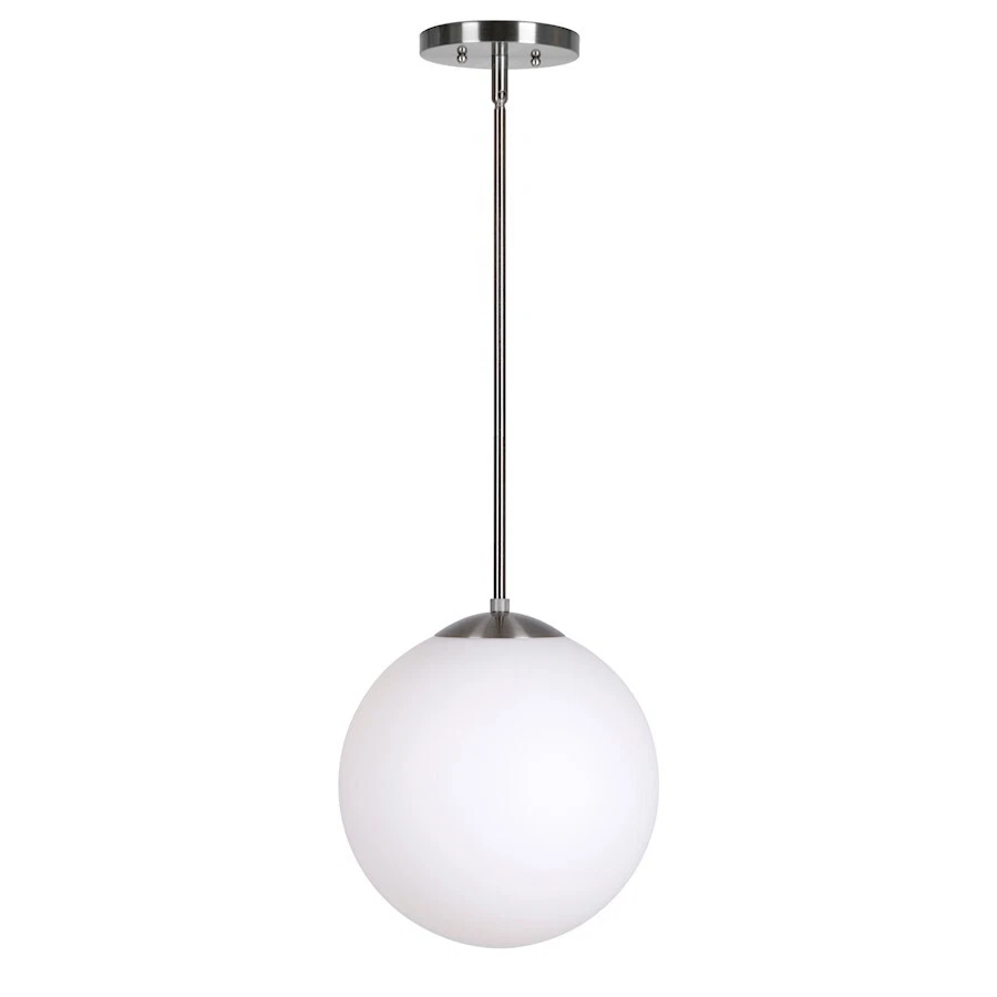 Forte Lighting Selene 1 Light 17" Pendant, Nickel/Satin Opal - 2764-01-55 - Image 1 of 1