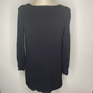 Abito nero a tubino Kate Spade taglia 10 manica lunga viscosa collo barca - Foto 1 di 10