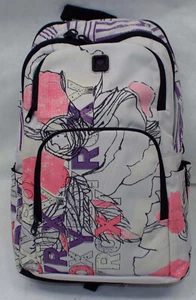 Womens Girls ROXY Gray Purple Laptop Backpack Book Bag Headphones Medium MSRP$50 - Picture 1 of 10