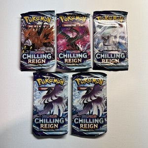 Pokemon TCG Sword & Shield Chilling Reign Blister Booster Pack Lot Of 5