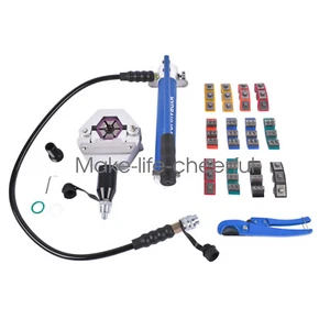 AC Hose Crimper Handheld Hydraulic Tool with 7 Sets of Dies for Beaded Fittings - Picture 1 of 14
