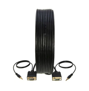 50FT VGA/SVGA 15 PIN M/M Cable With 3.5MM Audio Aux Cord For Monitor HDTV Video - Picture 1 of 4