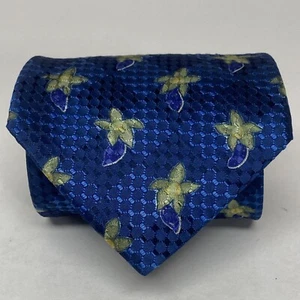 Ermenegildo Zegna Krawatte blau Blumen geometrisch strukturiert 100 % Seide Krawatte Italien. B4 - Bild 1 von 12