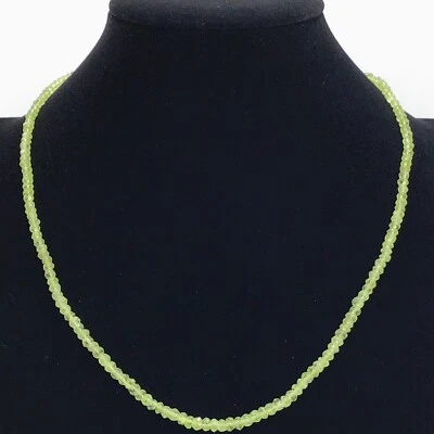 JTV Necklace Single Strand Natural Peridot Manchurian Faceted Beads 925 Clasp 18 Foto 1 de 4