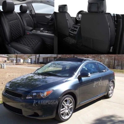 For Scion tC xB 5 Seat Full Set Car Seat Covers PU Leather Front Rear Protectors - Image 1 of 4