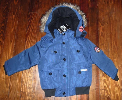 Avalanche Coat Heavy Parka 人造毛皮装饰 冬季 暖衬里 蓝色 儿童 尺寸 4-7 全新 — 第 1/4 张图片