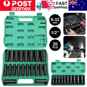 1/2" Drive Deep Impact Socket Set CR-V Steel Metric Sockets Long 20PCS 8-32MM AU - Picture 1 of 14