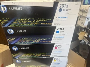 HP 201A 201X Toner Set Y/M/C/K for M252 MFP M277 CF400X CF401A CF402A CF403A NEW - Picture 1 of 3