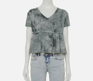 NEW So Gray S Top Women's Tie Dye V Neck Peplum Tee Swing Flowy Boho - Picture 1 of 2