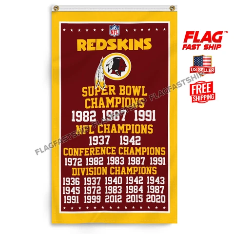 Washington Redskins 3x5 ft Banner Premium Flag Super Bowl NFL Champs Commanders Cover