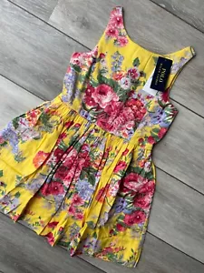 RALPH LAUREN POLO GIRL'S YELLOW SPRING II FLORAL DRESS -  AGE 7 - NEW TAGS - Picture 1 of 11