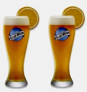 Blue Moon 16 Unzen Pilsner Bierglas - 2er Set Gläser - Neu Kostenloser Versand - Bild 1 von 2