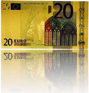 Banconota 20 Euro Placcata Oro 24K - Design Gotico | Souvenir PVC da Collezione | Eu - Foto 1 di 15